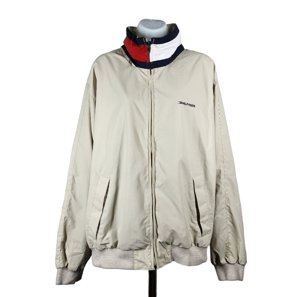 Tommy Hilfiger Beige Windbreaker with Red, White & Navy Trim